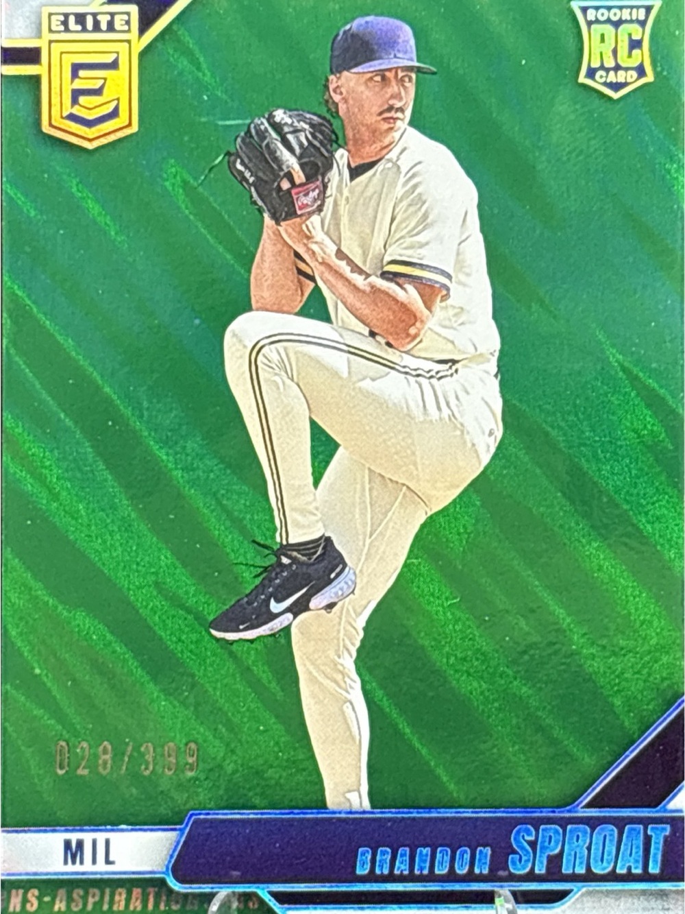 Panini Elite Green Wave Parallel Brandon Sproat Baseball Rookie Card LE 28/399